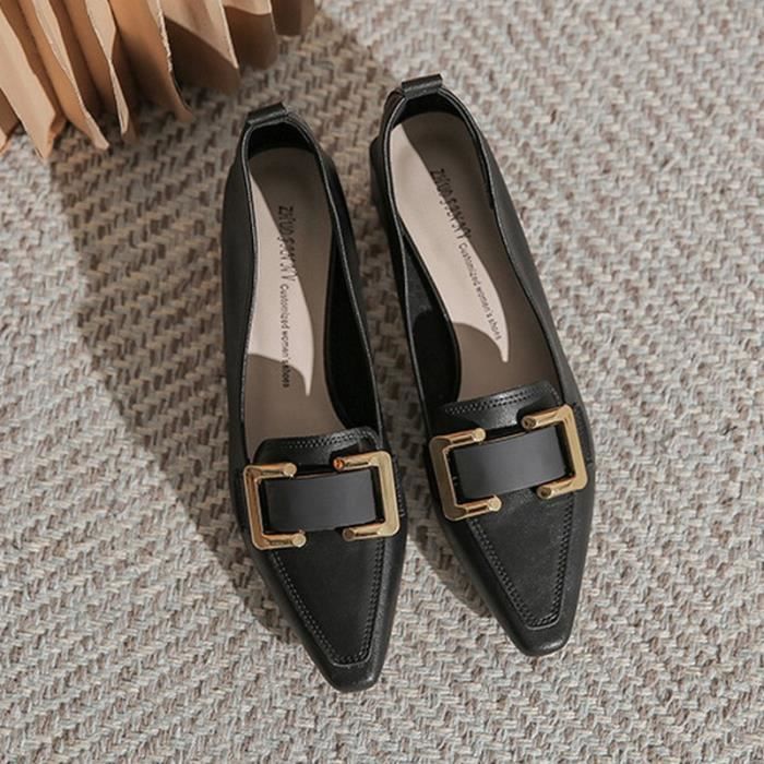 Escarpins Femme Talons Hauts 5CM Talon Carré Cuir Souple - Main Image