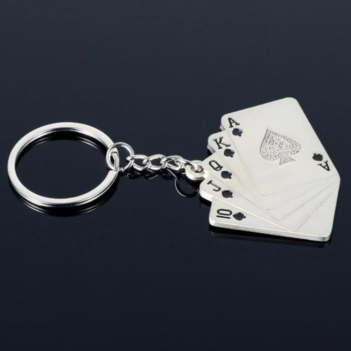 Porte-clés Carte à Jouer Pique Rouge - Alliage De Zinc, Design Poker Créatif, Cadeau Pour Hommes Et Femmes