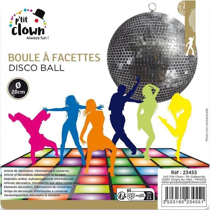 Boule à Facettes Argentée 20 Cm - Décoration Fête à Suspendre - Neuf Avec Boîte