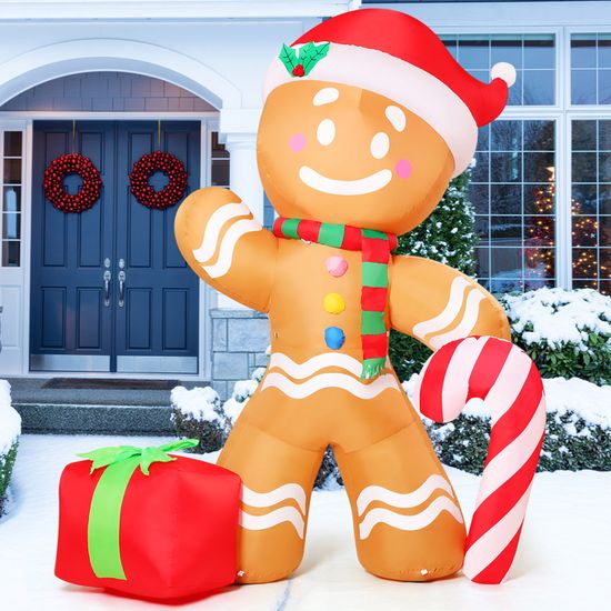 Bonhomme En Pain D'épice Gonflable De Noël 2,5 M - Éclairage LED - Pour Extérieur/intérieur - Décoration Jardin - 11