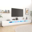 290MEUBLEMENT Meuble banc TV - Meuble TV avec lumières LED|Buffet HI-FI Armoire TV FRANCE Blanc 300x35x40 cm Meuble de salon,300 x 3-0