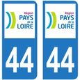 Lot 2 Autocollants Stickers plaque immatriculation voiture auto département 44 Loire-Atlantique Logo Région Pays de la Loire-0
