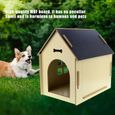 Yanjiibuy - Niche pour chien en bois pliable Pet House pour intérieur extérieur (gris)-0