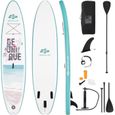 COSTWAY Stand Up Paddle Board Gonflable 335x76x15CM Pagaie Réglable Accessoires Complets Sac Portable Aileron Central Plage-0