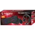 Subsonic Raiden - Pack d'accessoires gaming 5 en 1 pour PC : Clavier AZERTY - Souris - Tapis - Casque et Stand pour casque-0