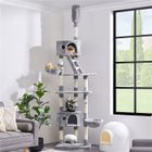 Yaheetech Arbre à Chat Géant Griffoir Grattoir pour 2-3 Chats Hauteur de 228 à 255 cm 2 Hamacs 2 Condos 3 Plateformes Gris Clair