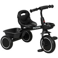 Tricycle évolutif pour enfant avec siège réglable et ceinture de sécurité - AIYAPLAY - Noir