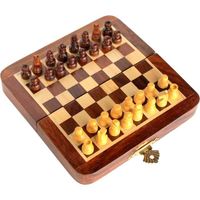 StonKraft Handmade Premium Wood 18 x 18 cm Chess Set - Set magnetique Pliable en Bois avec Rangement