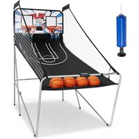 GOPLUS Jeu de Basketball Arcade Pliable, Panier Basket avec LED Score & 2 Paniers & 4 Ballons, 8 Modes de Jeux, 202x107x205CM