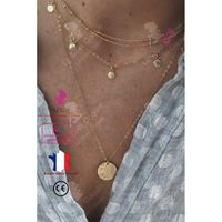 LCC® Collier femme doré fantaisie petits pendentifs ronds perles beaute vintage bijoux chaîne cou anniversaire fête alliage
