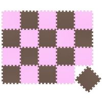 Tapis d'eveil Eva modele puzzle en mousse - 30 x 30 x 1 cm - Rose Marron - Lot de 20 pieces