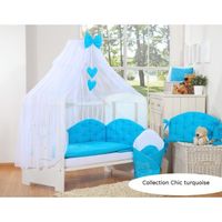 Ciel de lit bébé enfant moustiquaire à coeurs - SWB - Chic - Turquoise - Compatible lits 120x60 et 140x70