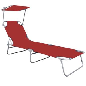 CHAISE LONGUE MAD Chaise longue pliable avec auvent Rouge Aluminium