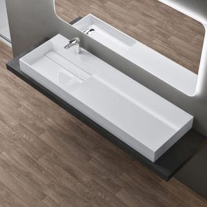 LAVABO - VASQUE Sogood Lavabo suspendu blanc 150cm vasque à poser lave mains rectangulaire de qualité pour salle de bain Colossum12-L
