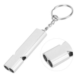 SIFFLET Sifflet avec porte-clés Sifflet de survie en plein air avec porte-clés en alliage d'aluminium Double sifflet à tubes HB014