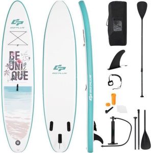 STAND UP PADDLE COSTWAY Stand Up Paddle Board Gonflable 335x76x15CM Pagaie Réglable Accessoires Complets Sac Portable Aileron Central Plage