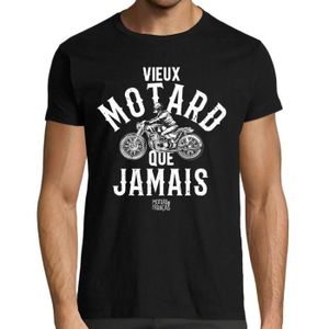 T-SHIRT T-Shirt Noir Vieux Motard que Jamais | vintage idé
