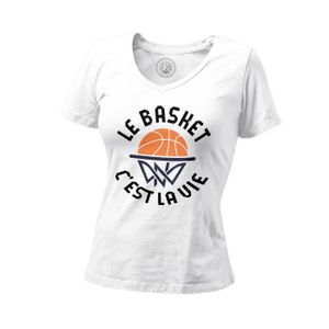 T-SHIRT T-shirt Femme Col V Le Basket c'est la Vie Sport B
