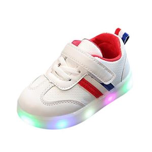 CHAUSSURES DE RUNNING Tout-petits enfants enfants bébé chaussures à rayures LED allument des baskets lumineuses 21