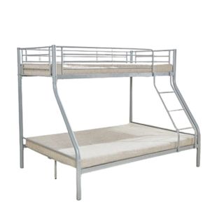 Lit Superposé Triple 90x200 Cm - Cadre En Fer Avec Sommier à Lattes - Pour Enfants, Ados, Adultes - Capacité 120 Kg Par Lit - Blanc/métal - 8