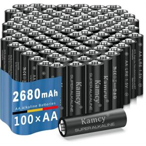 PILES Piles Alcalines Aa, Lot De 100 Batteries 1,5V Lr06