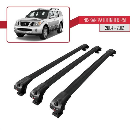 Barre Tetto In Alluminio Per Nissan Pathfinder 3 (R51) 2004-2012 – Portapacchi Da 75 Kg In Movimento, Nero, 2 Barre