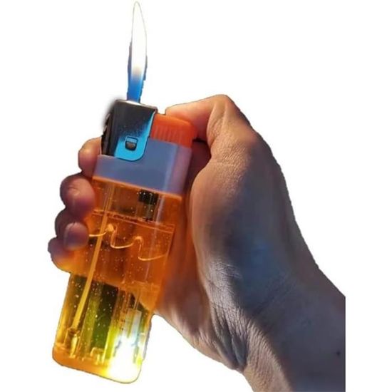 Briquet Extra Large Transparent Au Butane - Grande Capacité, Flamme Réglable, Pour Camping, Bougies, Usage Extérieur