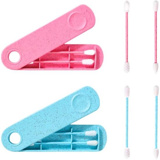 Coton-Tige Silicone Réutilisable Bleu – Lot Nettoyeurs D'Oreilles Écologiques Lavables – Zéro Déchet Et Portable