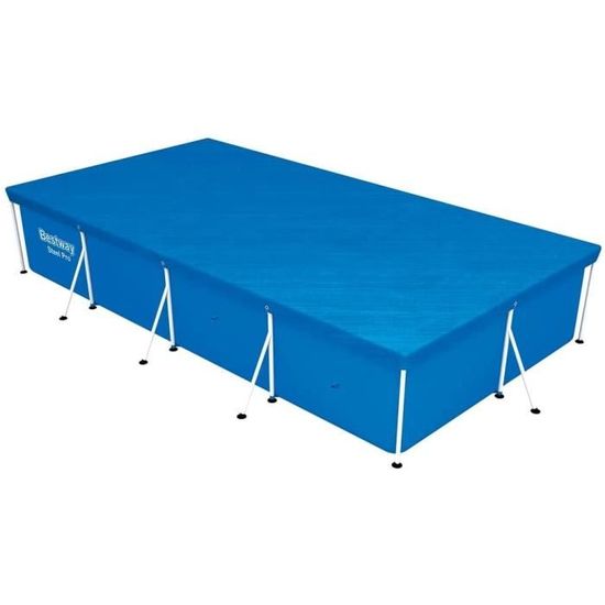 BÂCHE PISCINE HORS-SOL LINXOR 4 SAISONS - 150 GSM Réversible Bleu/Gris, Tamis Écoulement Eau, Corde Fixation