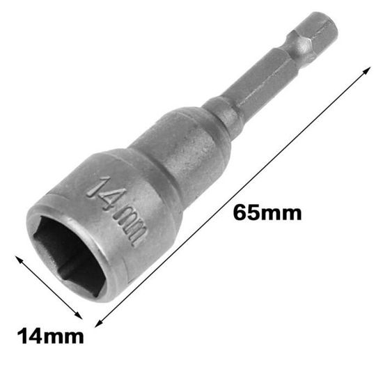 Aexit Hex Nut Setter 65mm Longueur - Douille Hexagonale 6mm Queue Ronde - Adaptateur Écrou Gris 970B708