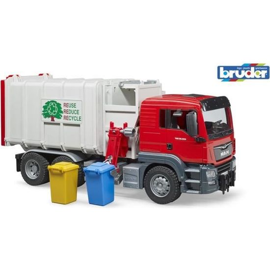 Camion poubelle Man TGS avec 2 poubelles avec chargement latéral - BRUDER