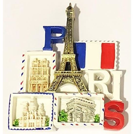Aimant De Frigo Souvenir 'France Paris' - Dimension 9x7,5 Cm - Cadeau Déco Cuisine