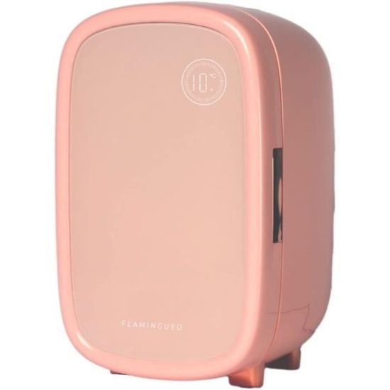 Mini Frigo Flamingueo 6,5L Avec Miroir LED - Fonction Chaud/Froid, 12V/220V | Pour Chambre, Cosmétiques Ou Boissons
