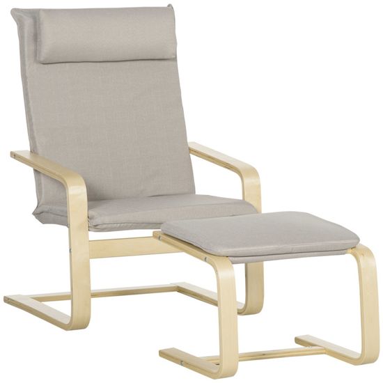 Fauteuil Relax Manuel Avec Repose-pieds HOMCOM - Inclinaison 115°, 4 Roulettes Dont 2 Freinées, Tissu Effet Lin, Capacité 150 Kg, Gris - 8