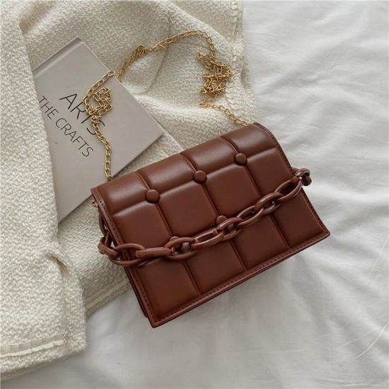 Sac Pochette Femme Avec Chaîne épaule – Matériau Bois – Couleur Bordeaux – Neuf Avec étiquettes