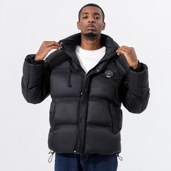 Manteau D'hiver Doudoune Pour Homme - Coupe-vent, Col Rabattu, Poches - Couleur Unie, Style Décontracté