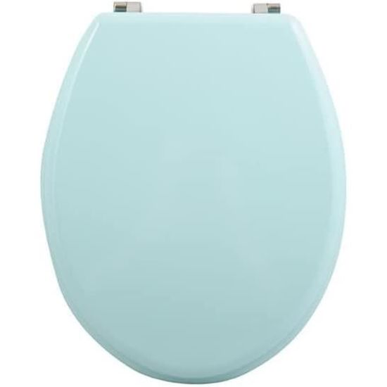 Siège De Toilette Bois MDF Avec Couvercle à Fermeture Douce - Motif Cœur - Blanc 38x45 Cm