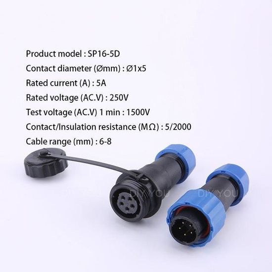 YOSOO Prise De Courant étanche Prise étanche IP68 Mâle Femelle Montage