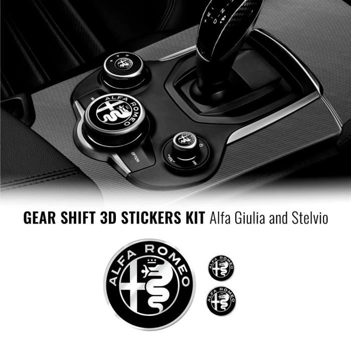 Kit Alfa Romeo 3 Logos Autocollants Intérieurs Voiture Giulia Stelvio