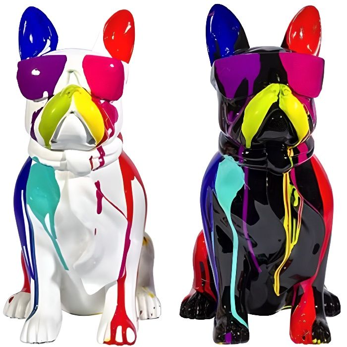 NOVATREND - Sculpture moderne Rox et Rouky Bulldog - Multicolore - Adulte Femme, occasion d'occasion  France