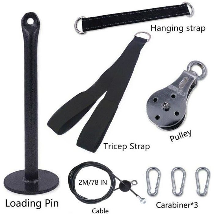 Fitness Poulie Système de câble DIY Chargement Broche de Levage Triceps Machine Corde entraînement Longueur réglable Home Gym