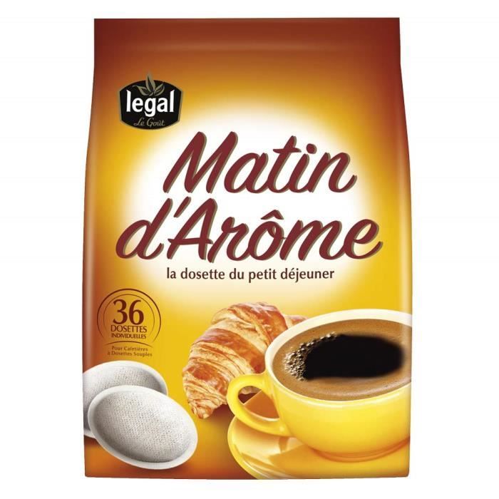 Cafés Legal Matin d`Arome 36 dosettes souples (Lot de 5 X 36 dosettes) - 180 dosettes compatibles avec les machines Senseo® -