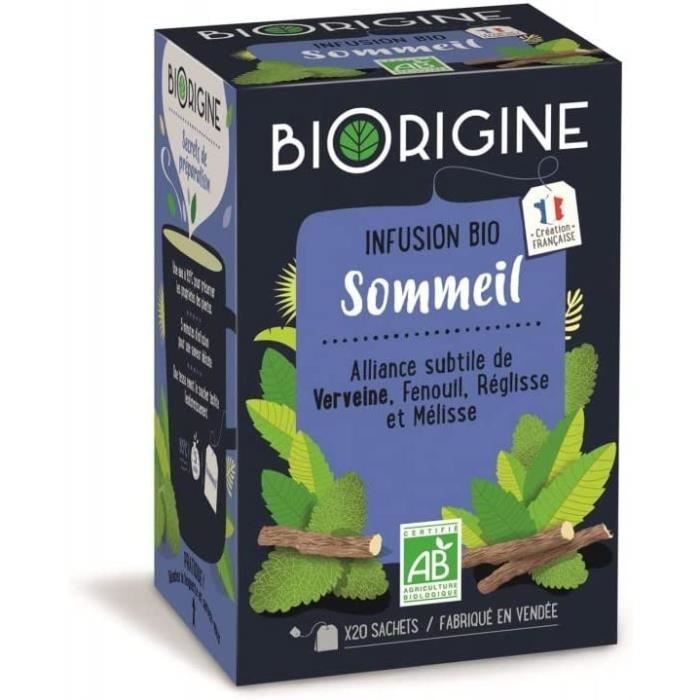 LOT DE 6 - BIORIGINE - Infusion Sommeil Bio - 20 sachets - 28g