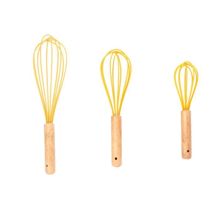 3pcs batteur à oeufs poignée en bois portatif mélangeur à main outils de cuisson pour BATTEUR ELECTRIQUE - FOUET ELECTRIQUE