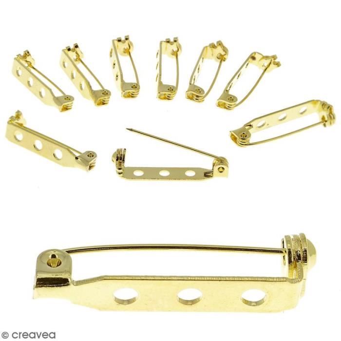 Support broche - 3 trous - Doré - 25 mm - 10 pcs