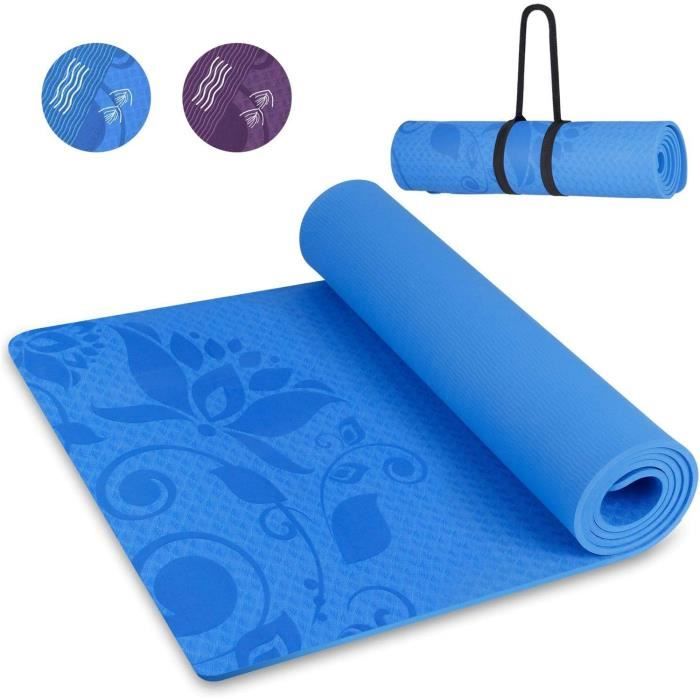 INTEY Tapis de yoga, de gym, d'exercices 180 x 60 x 0.7cm - Bleu
