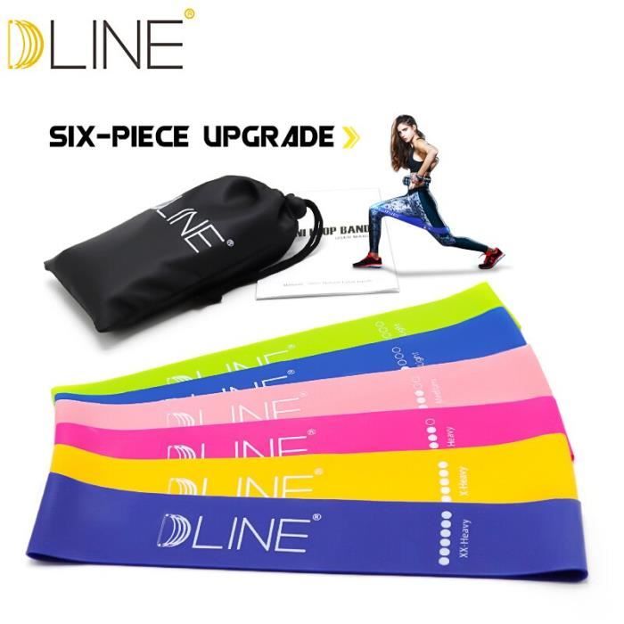 Bandes de résistance ensemble 6 niveaux élastique Latex Gym musculation 60 CM bandes de Yoga en caoutchou - HSJSTLDA03649