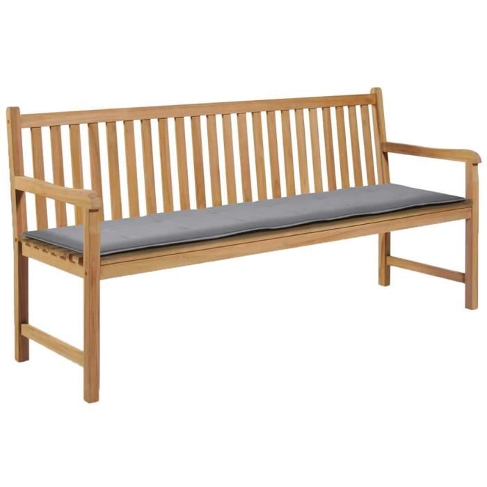 Coussin de Banc de Jardin Terrasse Style Contemporain Banquette de Jardin Extérieure Gris 180 x 50 x 3 cm