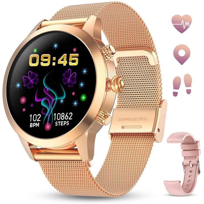 GOKOO Montre Connectée Femmes Smartwatch Etanche Cardiofréquencemètre Sport Chronometre Podomètre Calorie Fitness Tracker Bracelet C
