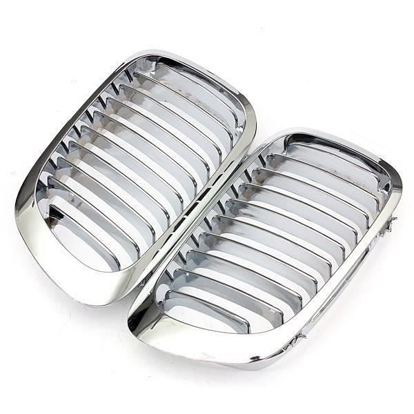 Paire Grilles Avant Calandre Chrome Pour BMW E46 Serie 3 2 Portes 1999-2006 Argent ens47442